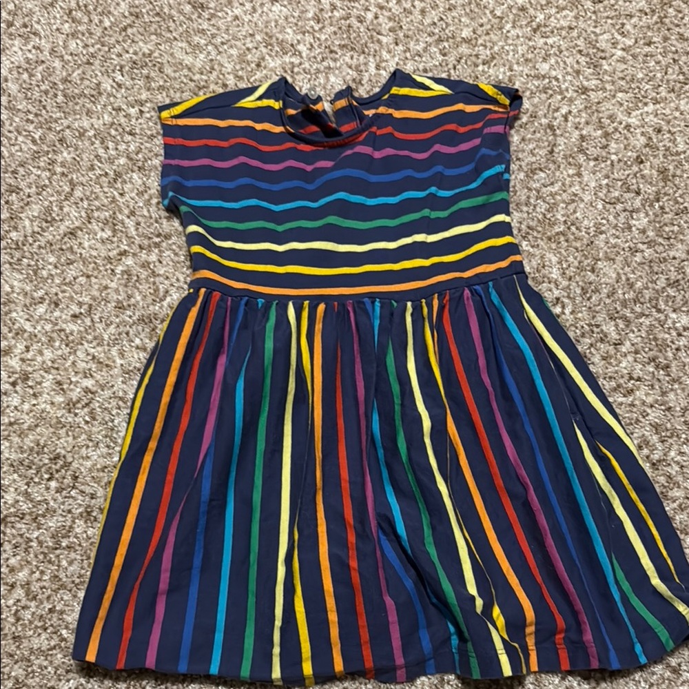 Primary Multicolor Striped Kids Dress
